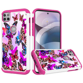 Motorola One 5G Ace Beautiful Design Leather Hybrid Case - Colorful Butterfly