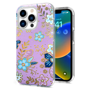 Apple iPhone 7/8/SE (2022)(2020) Bronze Gold Layer Design Hybrid Case - Pink Floral