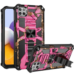 Samsung Galaxy A22 5G / Boost Celero 5G Machine Design Hybrid Case (with Magnetic Kickstand) - Pink Camo