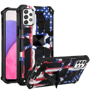 Samsung Galaxy A33 5G Machine Design Hybrid Case (with Magnetic Kickstand) - American Flag