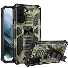 Samsung Galaxy S21 FE Machine Design Hybrid Case (with Magnetic Kickstand) - Green Camo