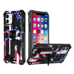 Apple iPhone 14 Pro Max (6.7) Machine Hybrid Case (with Magnetic Kickstand) - American Flag Camo