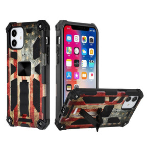 Apple iPhone XR Machine Hybrid Case (with Magnetic Kickstand) - American Flag Camo