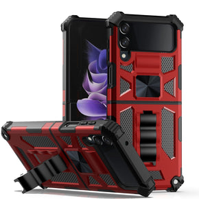 Samsung Galaxy Z Flip4 Machine Hybrid Case (with Magnetic Kickstand) - Red