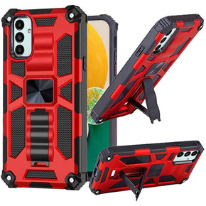 Samsung Galaxy A13 5G Machine Hybrid Case (with Magnetic Kickstand) - Red / Black