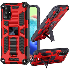 Samsung Galaxy A71 5G Machine Hybrid Case (with Magnetic Kickstand) - Red / Black