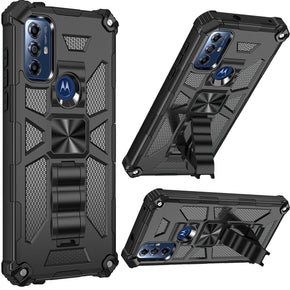 Motorola Moto G Play (2023) Machine Hybrid Case (with Magnetic Kickstand) - Black / Black