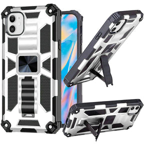 Apple iPhone 13 (6.1) Machine Hybrid Case (with Magnetic Kickstand) - Silver/Black