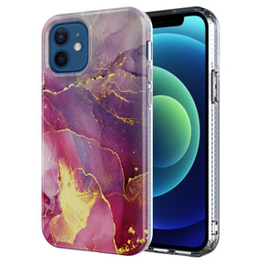 Apple iPhone 13 Pro (6.1) META Marble Stone Design TPU Case - Pink / Purple