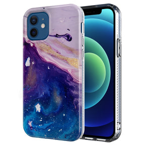 Apple iPhone 13 Pro (6.1) META Marble Stone Design TPU Case - Purple / Blue