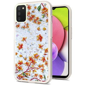 Samsung Galaxy A13 5G Floral Epoxy Glitter Colorful Frame Hybrid Case - A