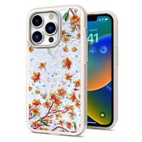 Apple iPhone 7/8/SE (2022)(2020) Floral Epoxy Glitter Colorful Frame Hybrid Case - A
