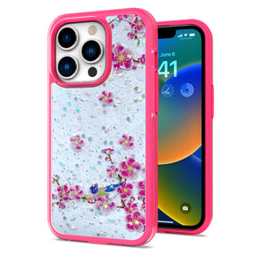 Apple iPhone 7/8/SE (2022)(2020) Floral Epoxy Glitter Colorful Frame Hybrid Case - B