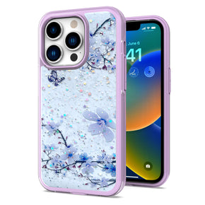 Apple iPhone 7/8/SE (2022)(2020) Floral Epoxy Glitter Colorful Frame Hybrid Case - F