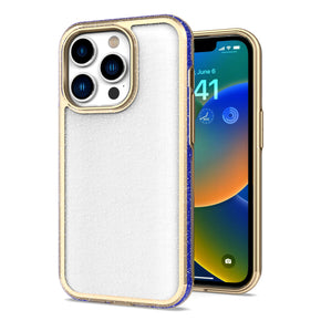Apple iPhone 8/7/ SE (2020) Electroplated Gold Frame Glitter Transparent Hybrid Case - Blue