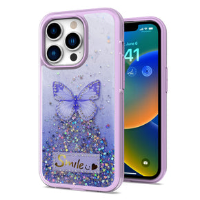 Apple iPhone 7/8/SE (2022)(2020) Smile Butterfly Ornaments Happy Epoxy Glitter Hybrid Case - Purple