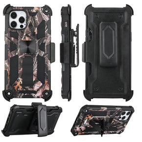 Apple iPhone 13 Pro Max (6.7) Machine Hybrid Case (with Magnetic Kickstand and Holster) - Army Green Camo