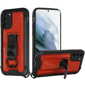Samsung Galaxy S22 Bottle Opener Hybrid Case (with Magnetic Kickstand) - Red / Black