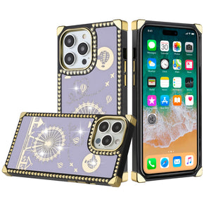 Apple iPhone 14 Plus (6.7) Bling Glitter Windmill Love Balloon Fun Design Passion Square Hearts Case - Purple