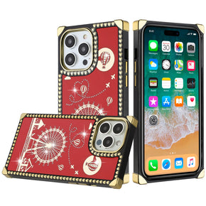 Apple iPhone 11 (6.1) Bling Glitter Windmill Love Balloon Fun Design Passion Square Hearts Case - Red