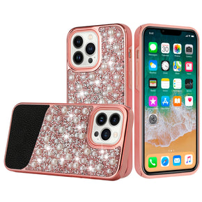 Apple iPhone 14 Pro (6.1) Pearl Diamond Design Hybrid Case - Pink