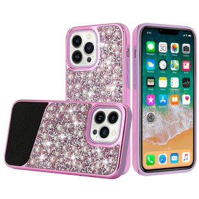 Apple iPhone 14 Pro (6.1) Pearl Diamond Design Hybrid Case - Purple