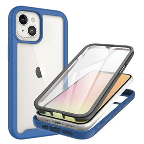 Apple iPhone 12 / 12 Pro (6.1) Shockproof Bumper 360° Case (with Built-in Screen Protector) - Clear / Blue