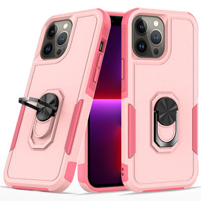 Apple iPhone 14 Plus (6.7) Perfect Tough Thick Hybrid Case with Metal Ring Stand - Light Pink