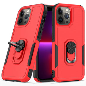 Apple iPhone XR Perfect Tough Thick Hybrid Case with Metal Ring Stand - Red