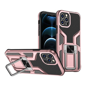 Apple iPhone 12 Pro (6.1) Premium Hybrid Protector Case (with Magnetic Ring Stand) - Rose Gold / Black