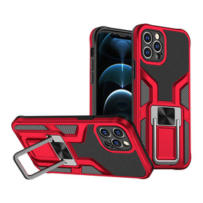 Apple iPhone 12 (6.1) Premium Hybrid Protector Case (with Magnetic Ring Stand) - Red / Black