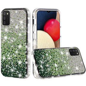 Samsung Galaxy A02s Party Bling Bumper Diamond Gradient Hybrid Case - Silver & Green