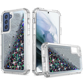 Samsung Galaxy S21 FE Quicksand Water Glitter Design Hybrid Case - Clear