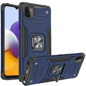 Samsung Galaxy A22 5G / Boost Celero 5G Robust Hybrid Case (with Magnetic Ring Stand) - Blue/Black