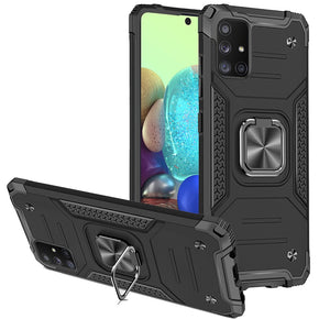 Samsung Galaxy A71 5G Robust Hybrid Case (with Magnetic Ring Stand) - Black/Black