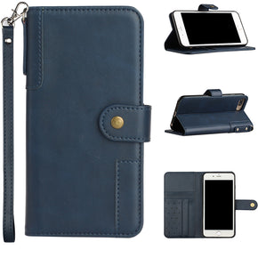 Apple iPhone 8+/7+ Retro Wallet Case - Blue