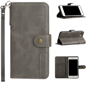 Apple iPhone 8+/7+ Retro Wallet Case - Grey