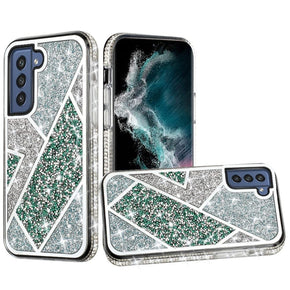 Samsung Galaxy S22 Plus Rhombus Glitter Bling Diamond Case - Green