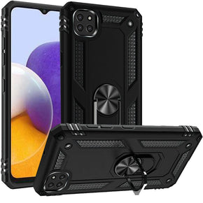 Samsung Galaxy A22 5G / Boost Celero 5G Hybrid Case (with Magnetic Ring Stand) - Black/Black