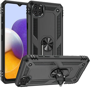 Samsung Galaxy A22 5G / Boost Celero 5G Hybrid Case (with Magnetic Ring Stand) - Grey/Black