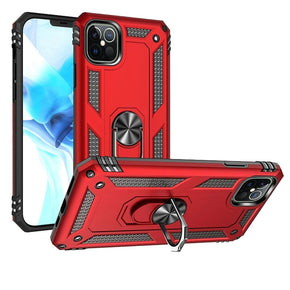 Apple iPhone 13 Pro Max (6.7) Hybrid Case (with Magnetic Ring Stand) - Red / Black