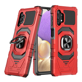 Samsung Galaxy A32 5G Robotic Hybrid Case (with Magnetic Ring Stand) - Red/Black