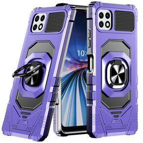 Samsung Galaxy A22 5G / Boost Celero 5G Robotic Hybrid Case (with Magnetic Ring Stand) - Purple/Black