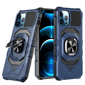 Apple iPhone 12 Pro Max (6.7) Robotic Hybrid Case (with Magnetic Ring Stand) - Blue