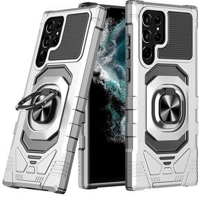 Samsung Galaxy S23 Ultra Robotic Hybrid Case (with Magnetic Ring Stand) - Silver