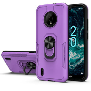 Nokia C200 Solid Matte Ring Stand Hybrid Case - Purple