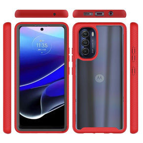 Motorola Moto G Stylus 5G (2022) Strong Bumper Hybrid Case - Clear / Red