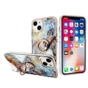Apple iPhone 14 Plus (6.7) Chrome Edged IMD Ring Stand Design Case - A