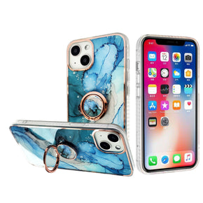 Apple iPhone 14 Pro (6.1) Chrome Edged IMD Ring Stand Design Case - D