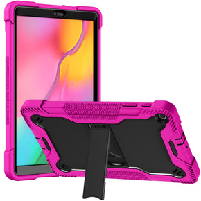 Samsung Galaxy Tab A 10.1 (2019)(T510) Tough Hybrid Case (w/ Kickstand) - Hot Pink/Black